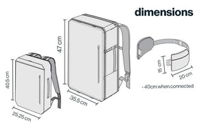 2L Sling Belt (42L Backpack Waist Belt/Sling Bag) - Gravel - Dimensions of 2 Liter Sling Bag, The sling bag is 40 CM when closed and 15 cm tall. The 42 Liter is 47 cm tall and 35.5 cm long when closed. The 11 liter is 40.5 cm tall and 25.25 long when closed.